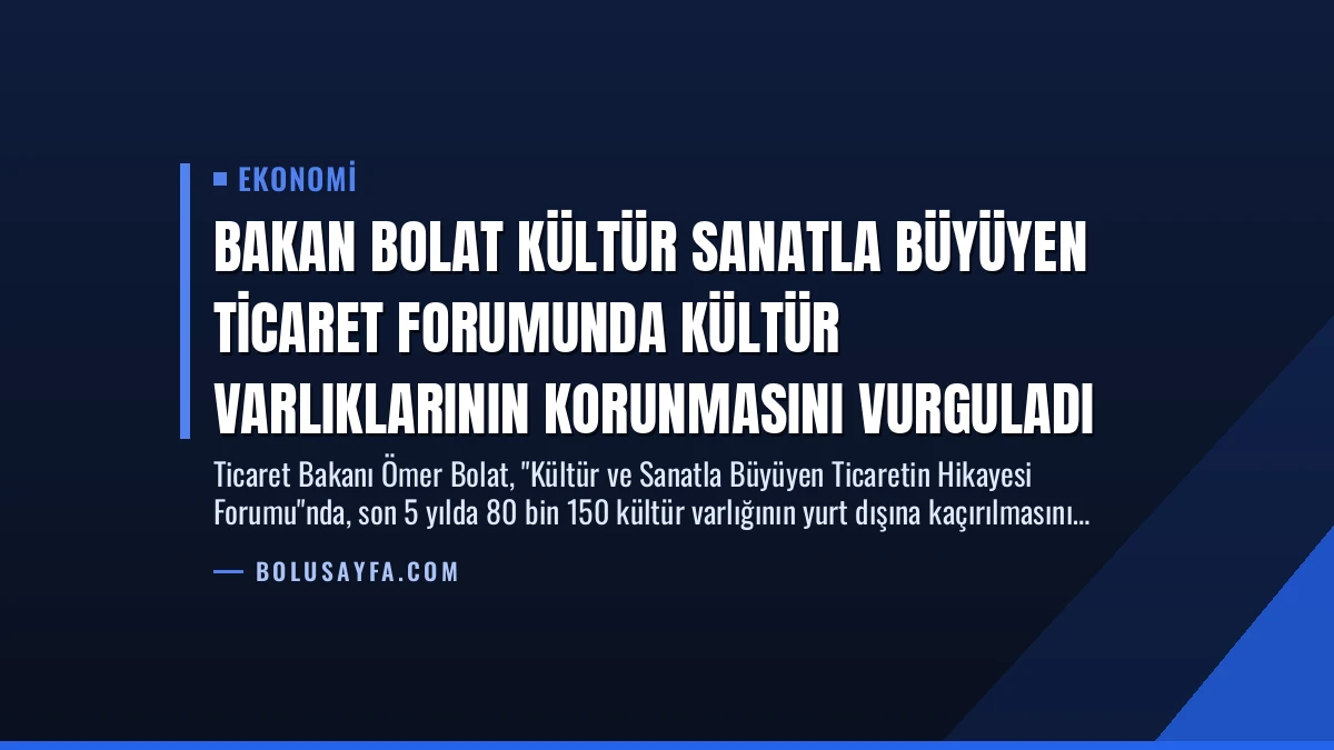 Bakan Bolat Kültür Sanatla Büyüyen Ticaret Forumunda Kültür Varlıklarının Korunmasını Vurguladı