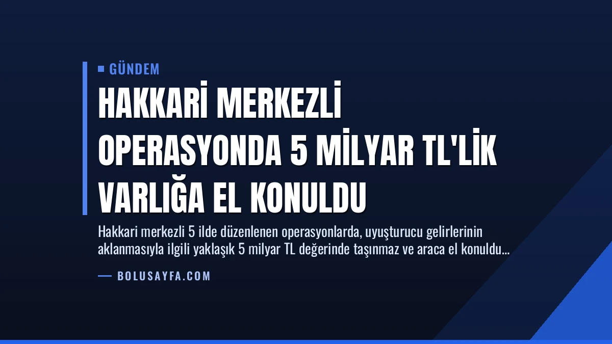Hakkari Merkezli Operasyonda 5 Milyar TL’lik Varlığa El Konuldu