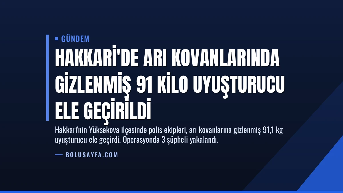 Hakkari’de Arı Kovanlarında Gizlenmiş 91 Kilo Uyuşturucu Ele Geçirildi