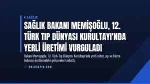 Sağlık Bakanı Memişoğlu, 12. Türk Tıp Dünyası Kurultayı'nda Yerli Üretimi Vurguladı