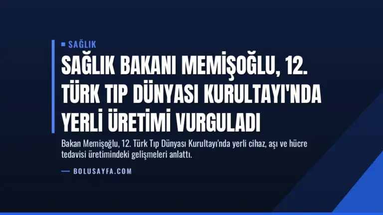Sağlık Bakanı Memişoğlu, 12. Türk Tıp Dünyası Kurultayı'nda Yerli Üretimi Vurguladı