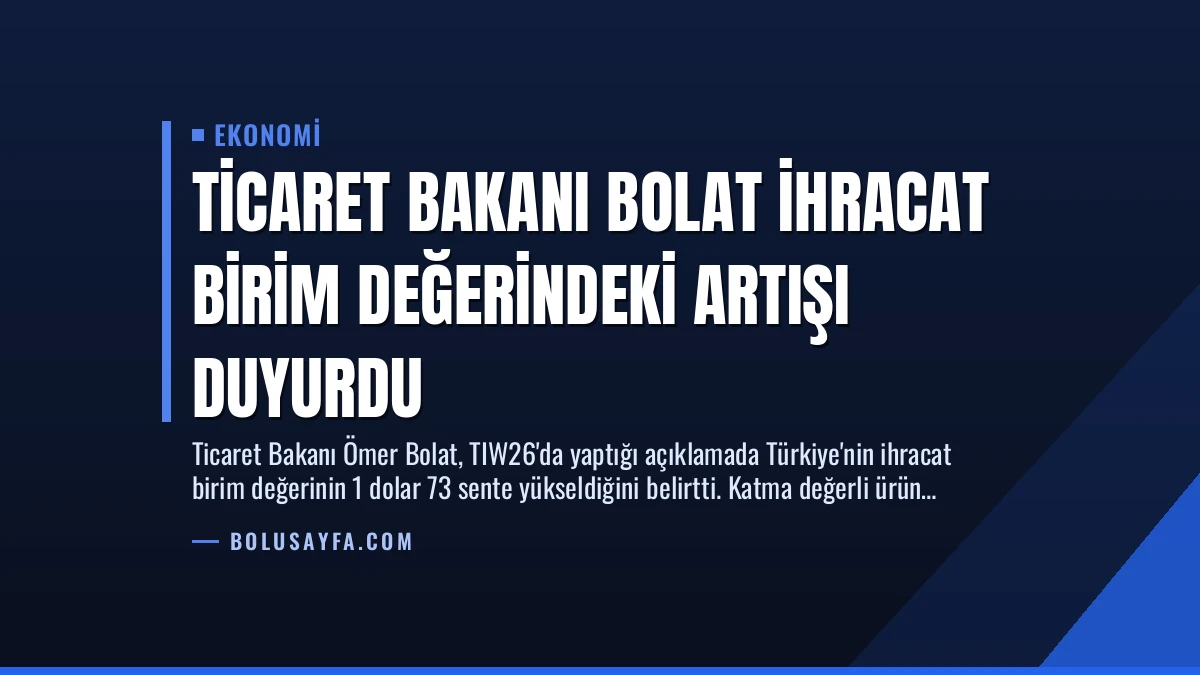 Ticaret Bakanı Bolat İhracat Birim Değerindeki Artışı Duyurdu