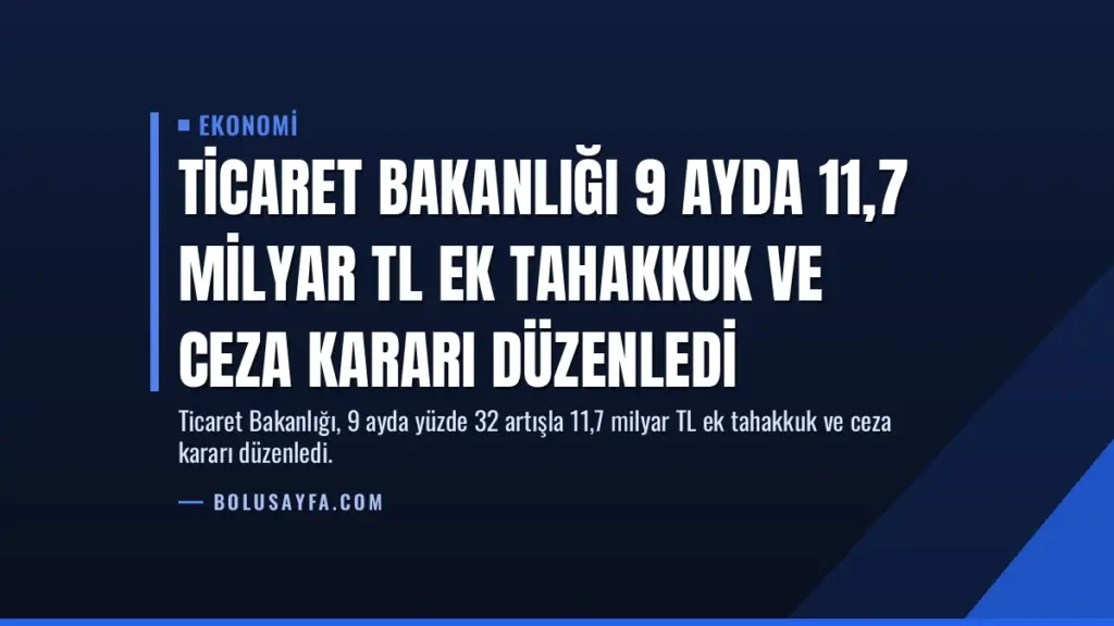 Ticaret Bakanlığı 9 Ayda 11,7 Milyar TL Ek Tahakkuk ve Ceza Kararı Düzenledi