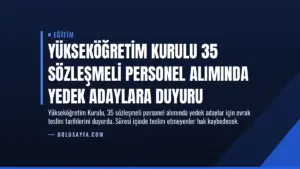 Yükseköğretim Kurulu 35 Sözleşmeli Personel Alımında Yedek Adaylara Duyuru